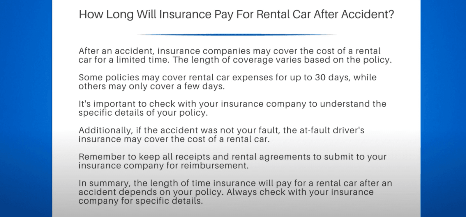 How Long Will Insurance Pay for Your Rental Car? Unveiling Daily Limits & Coverage Details 8 How Long Will Insurance Pay for Your Rental Car? Unveiling Daily Limits & Coverage Details