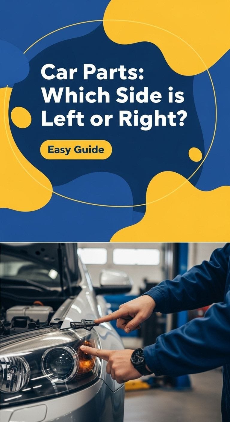 A clear diagram showing the perspective from inside a car to determine what side is the left side of a car