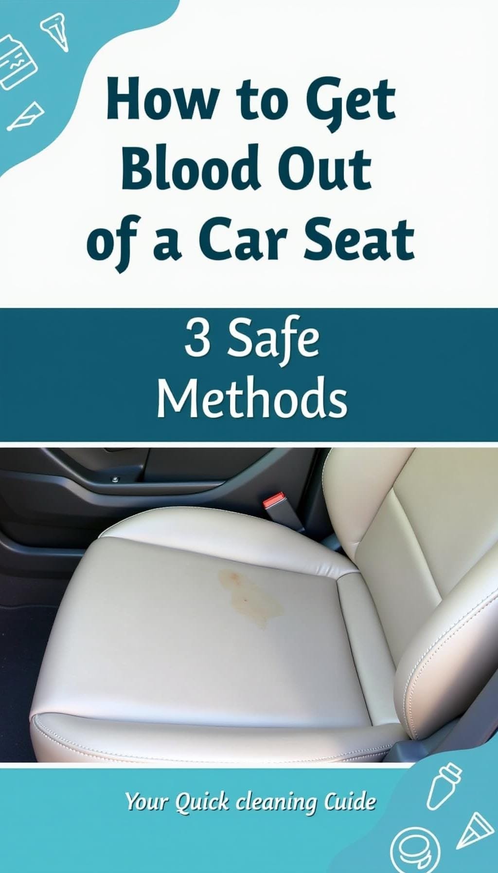 A person cleaning a blood stain on a car seat to demonstrate how to get blood out of car seat