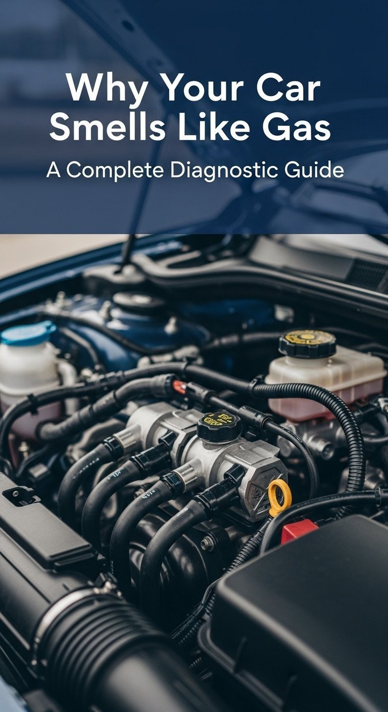 why does my car smell.like gas when i start it