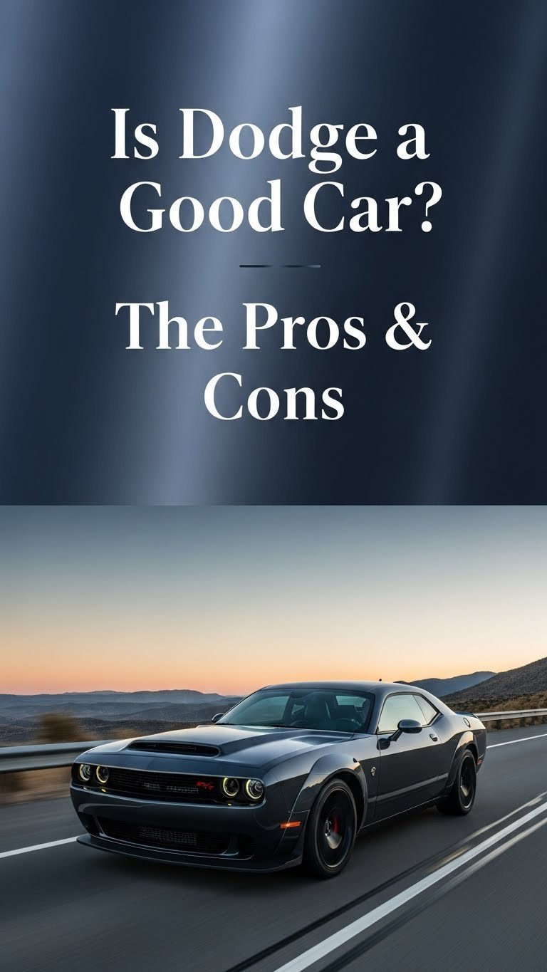 A red Dodge Challenger on a scenic road, representing the question 'is dodge a good car'